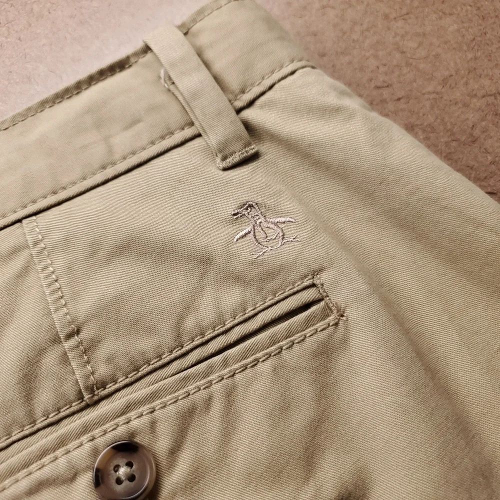 Original Penguin Straight Chino Pants Mens 34x32 Tan Stretch Casual Work Preppy